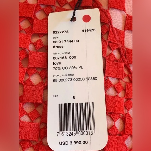 AKRIS Cocktail Dress Heart Motifs Mulberry Silk w Embroidered Overlay UK 12 US 8 - Picture 14 of 14